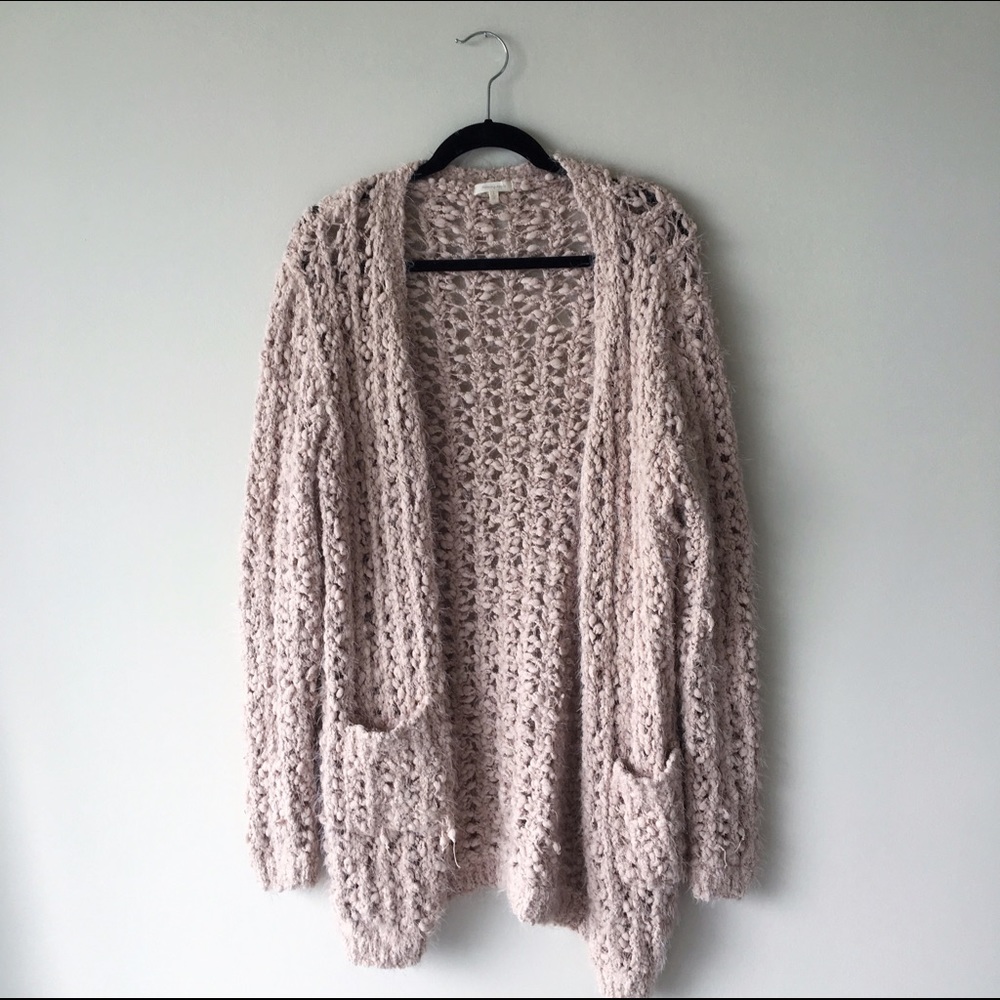 Blush Colored Fuzzy Cardigan