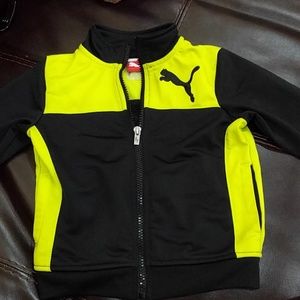 Boys Puma Jacket black and lime green