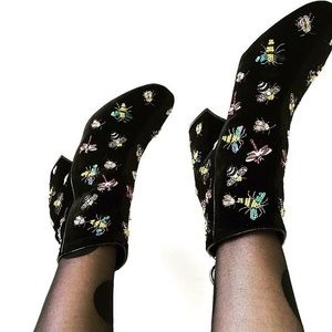 Zara beaded velvet ankle boots.