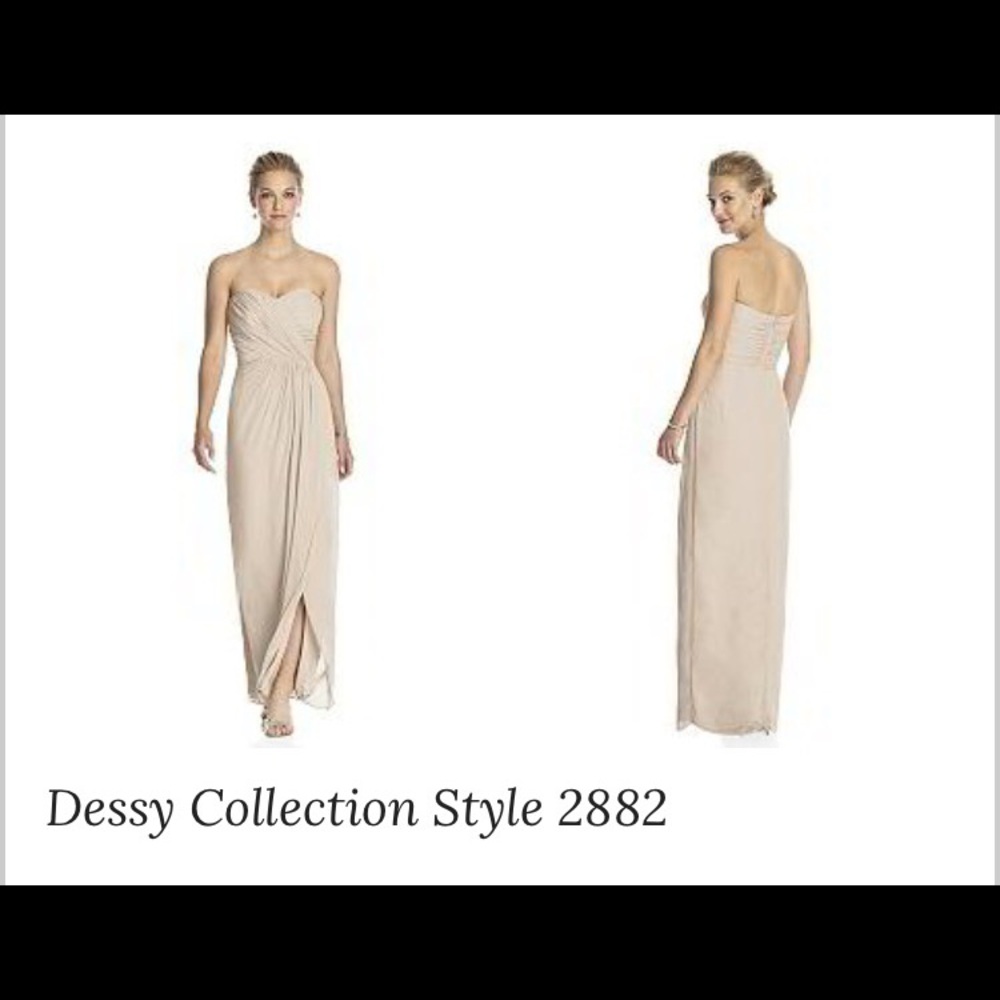 Dessy 2882 bridesmaid Lux Chiffon dress in Cameo
