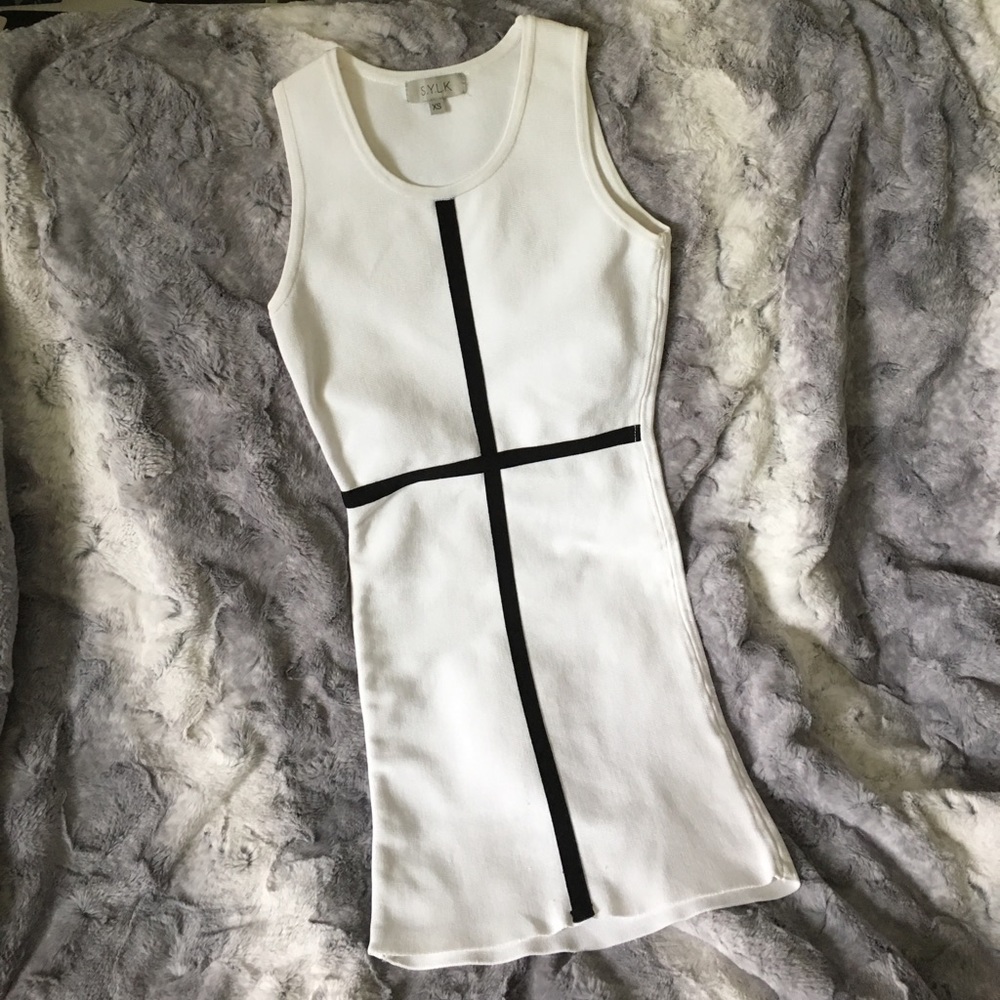 S.Y.L.K. White Cross Bodycon Dress