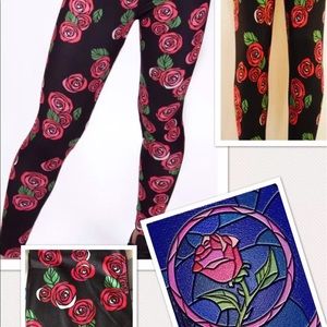 Disney Beauty and the Beast Red Rose Leggings TC
