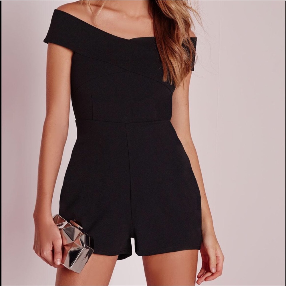 Miguided black off the shoulder romper