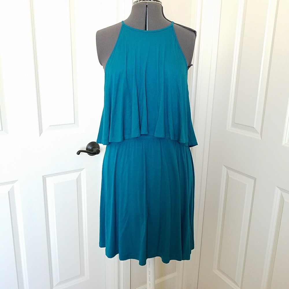 Turquoise open back summer dress