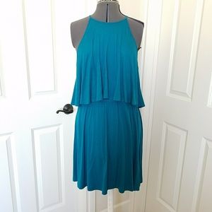 Turquoise open back summer dress