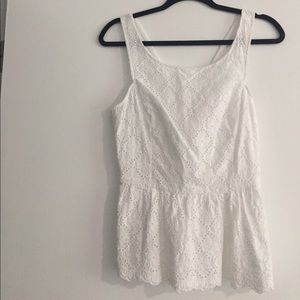 Lilly Pulitzer White Eyelet Peplum Top