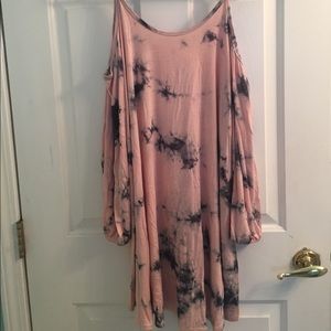 Audrey Pink Tie Dye Cold Shoulder Dress