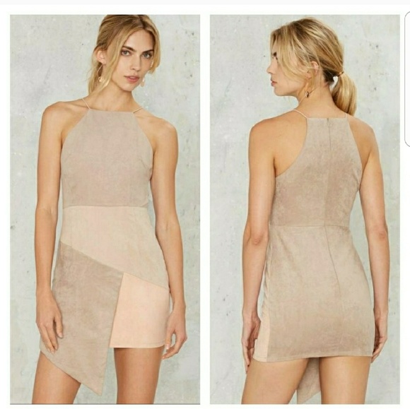 Suede Halter Mini Dress