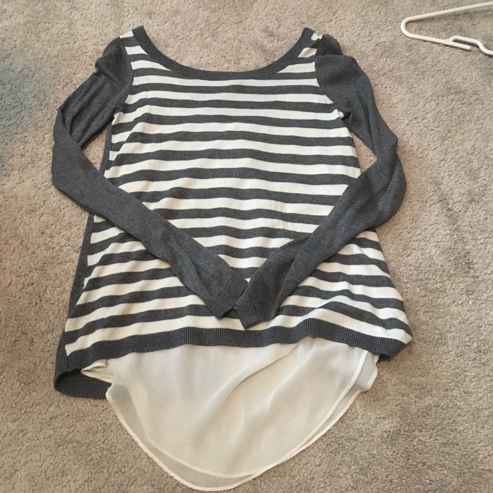 XS EXPRESS SWEATER WITH PEEKABOO SHEER UNDER TANK