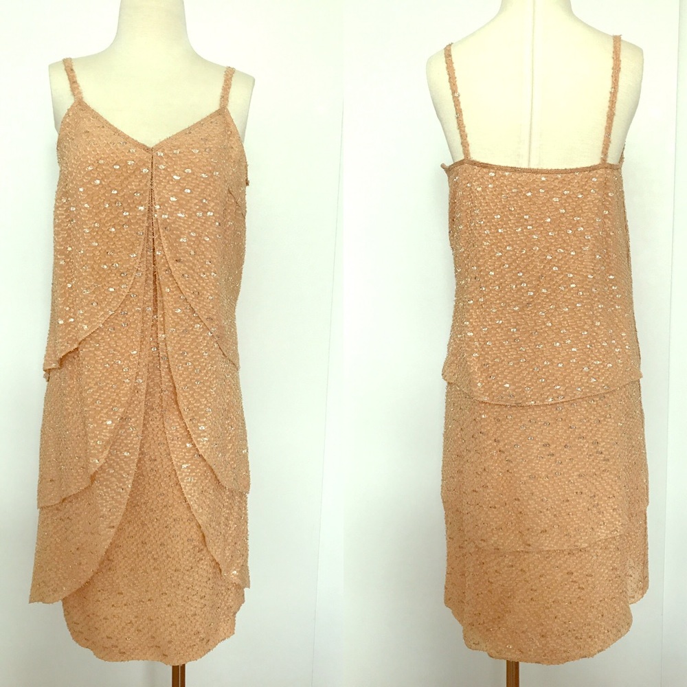 Fendi Fil Coupe Metallic Dot Tiered Cocktail Dress