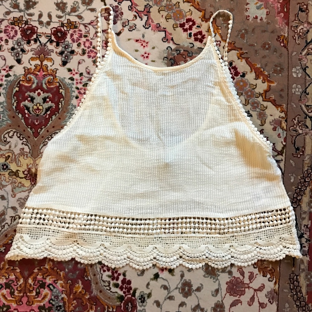 Urban Outfitters Cream Lace Crop Top