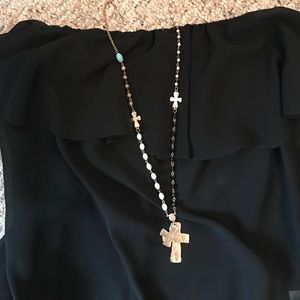 Long gold cross necklace