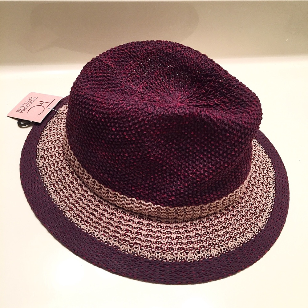 NEW burgundy, cream mesh knit sun hat