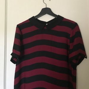 F21 Black and Red Peter pan collar shirt