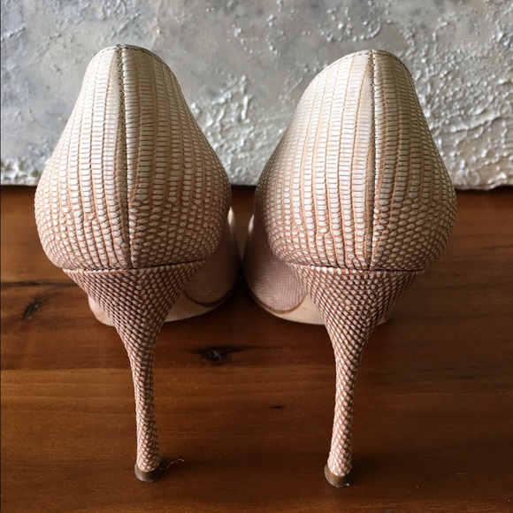 Sergio Rossi Python Snakeskin Nude Pointed Pumps - Picture 3 of 6
