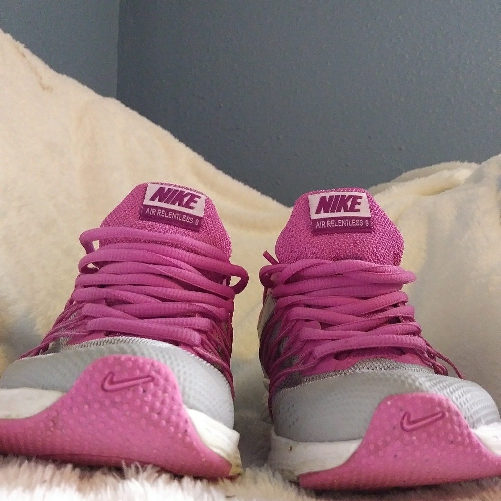 Gray purple and white nike air