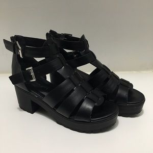 Black Madden Girl Vegan Leather Platform Sandals