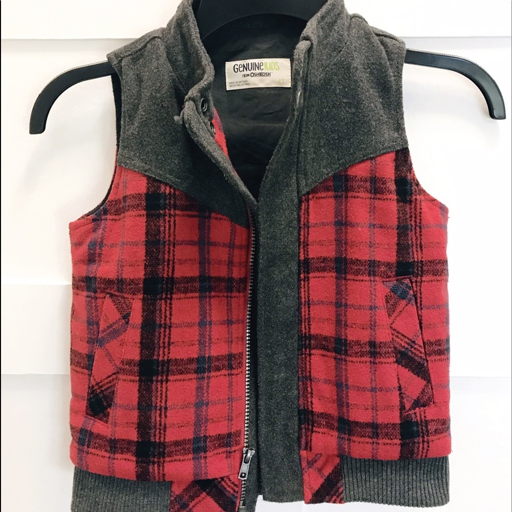 Genuine Kids Plaid Wool Vest-4t