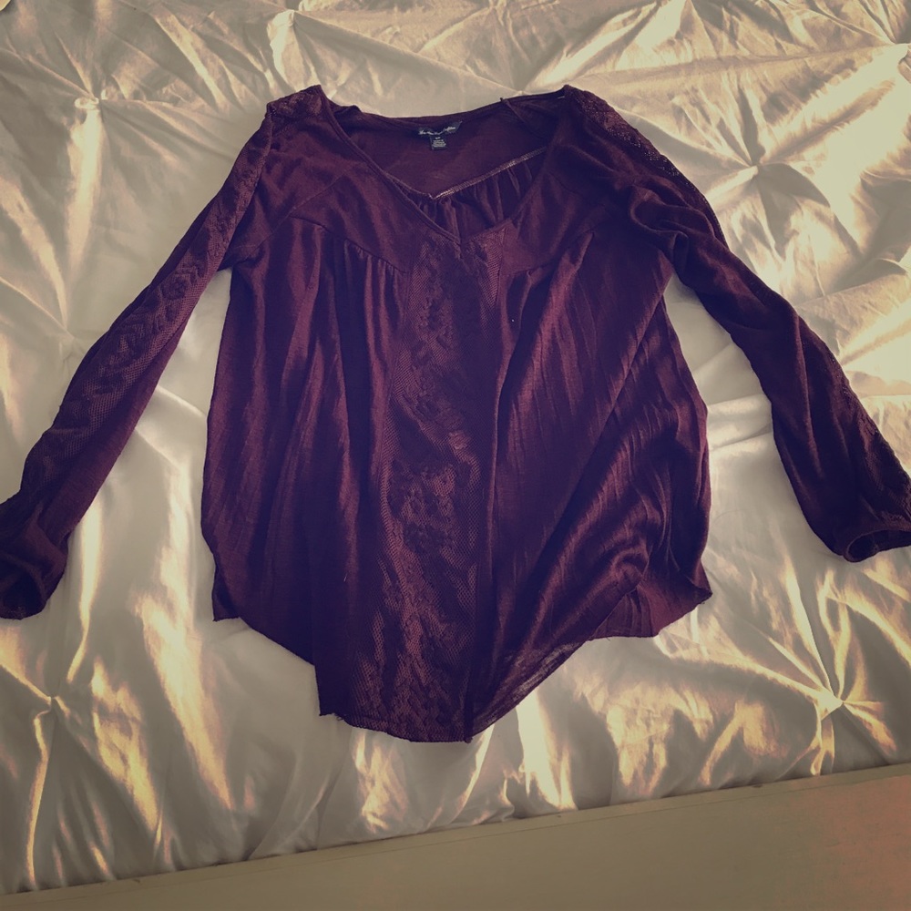 Lacey flowy maroon blouse- worn once