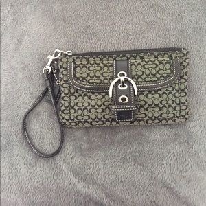 Black and Grey Coach Buckle Wristlet