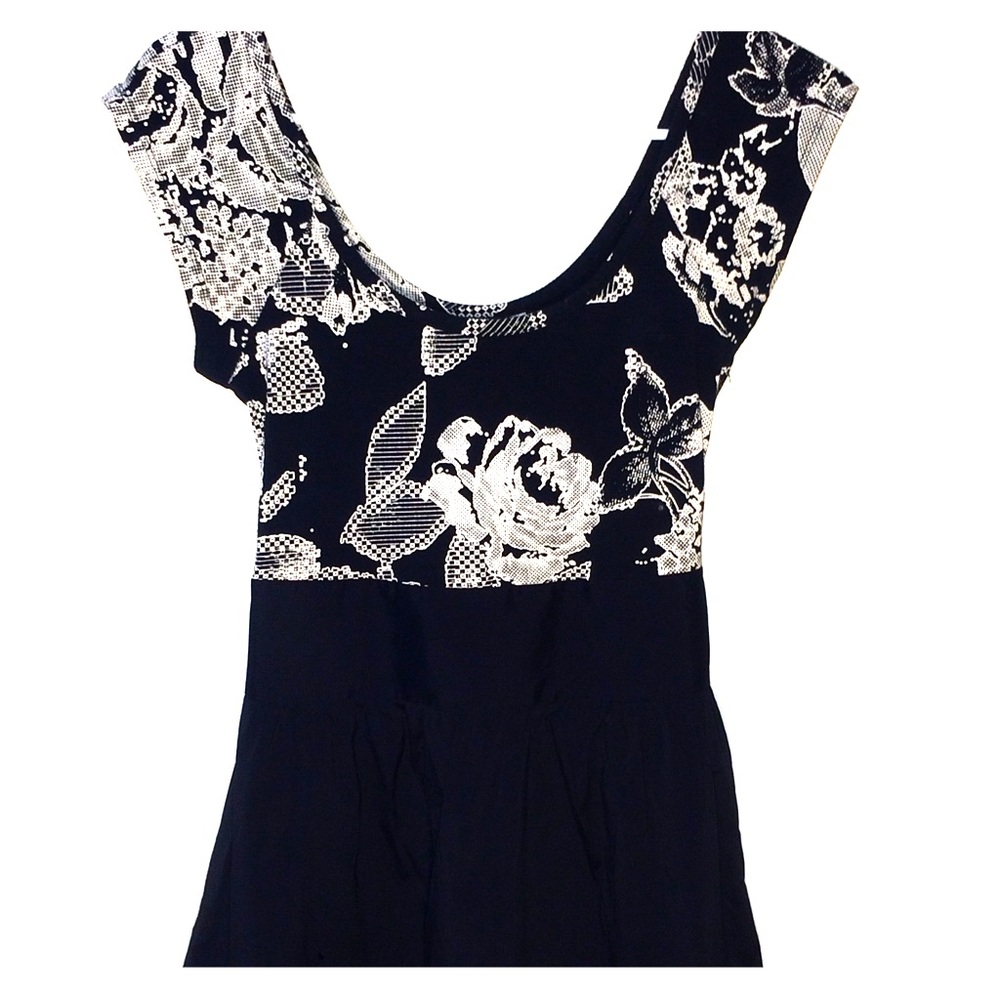 Express black and off white floral top party dress