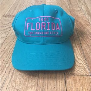Blue and pink hat