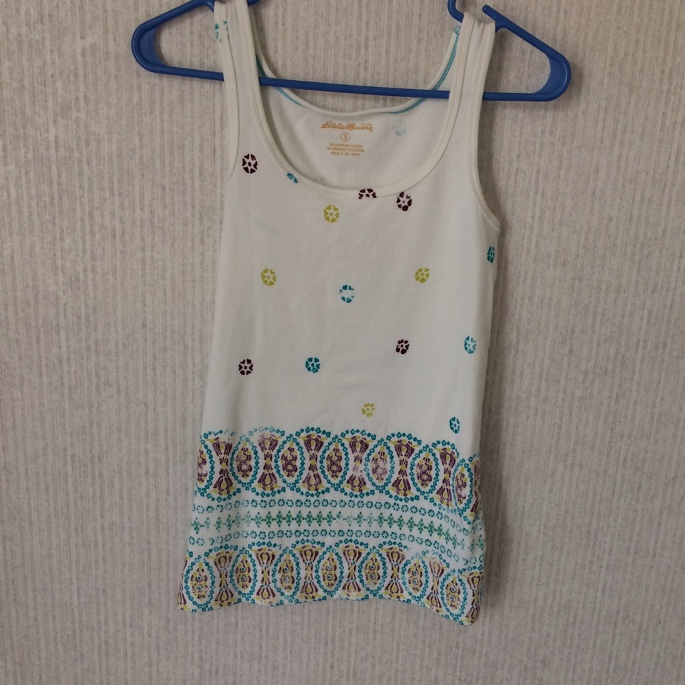 Eddie Bauer white purple and blue tank top