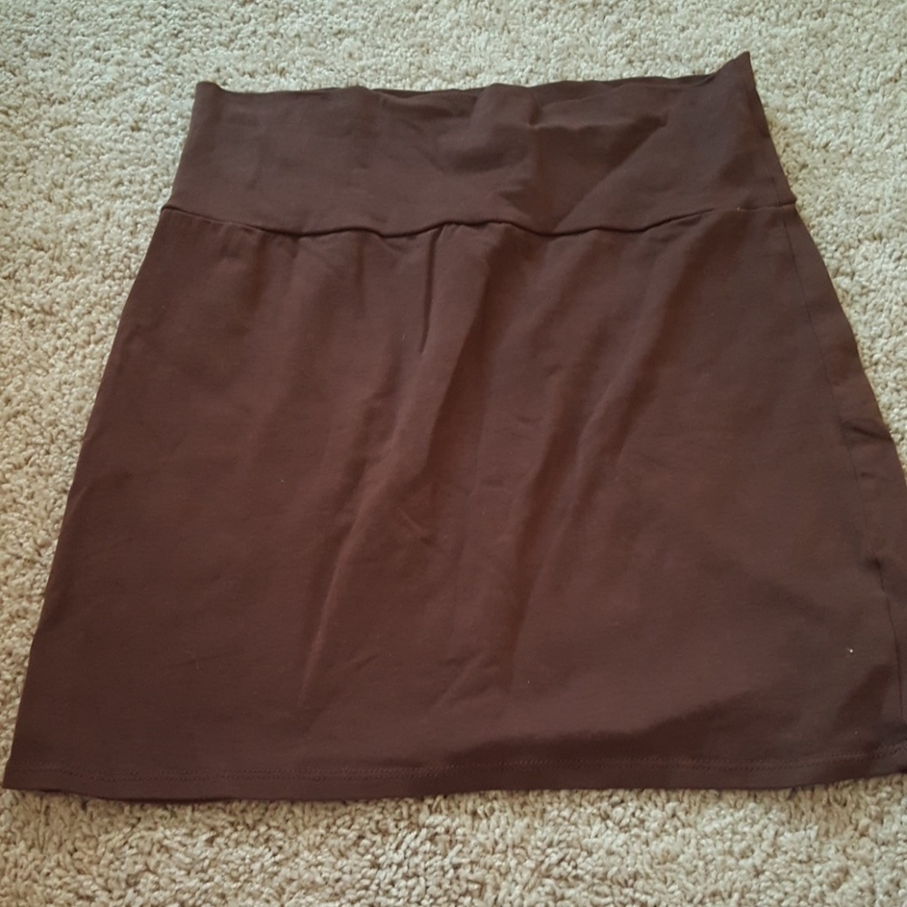 Brown stretch mini skirt