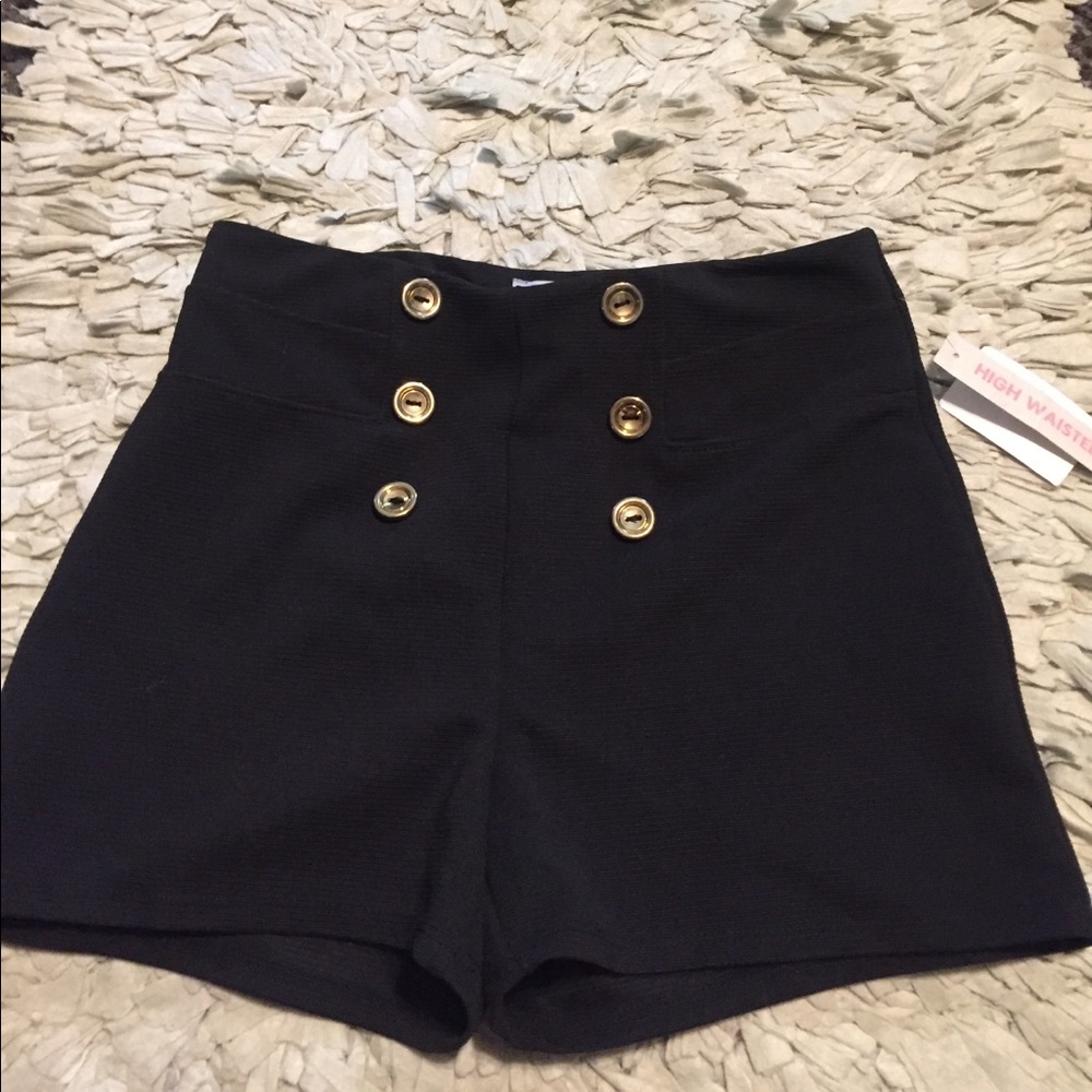 High waisted black shorts