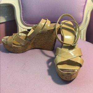 Jimmy Choo Patent Leather Wedge Sandals 10 40