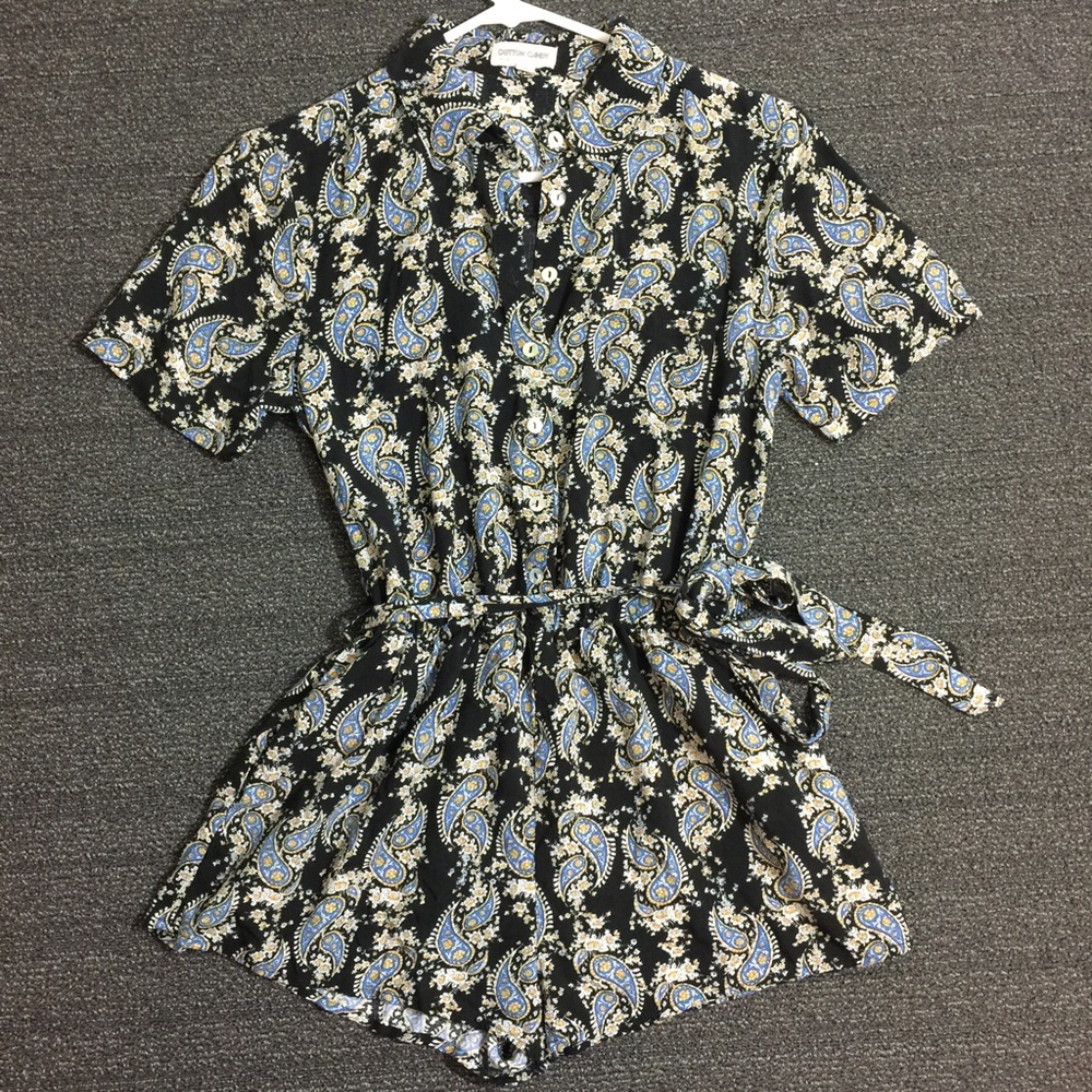 Cotton Candy LA Black Blue Boho Paisley Romper