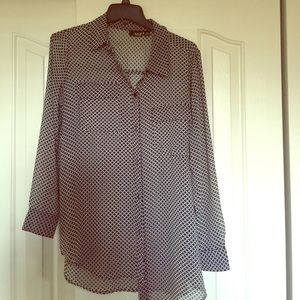 Button Down Blouse Black and White
