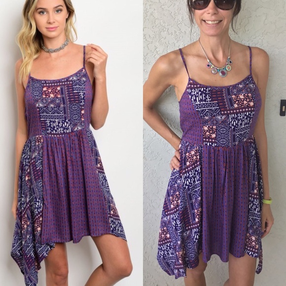 Purple Printed Dress - Picture 4 of 4