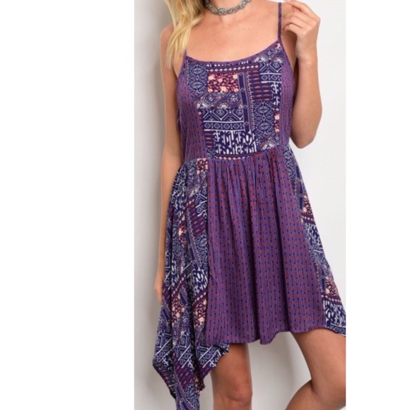 Purple Printed Dress - Picture 2 of 4