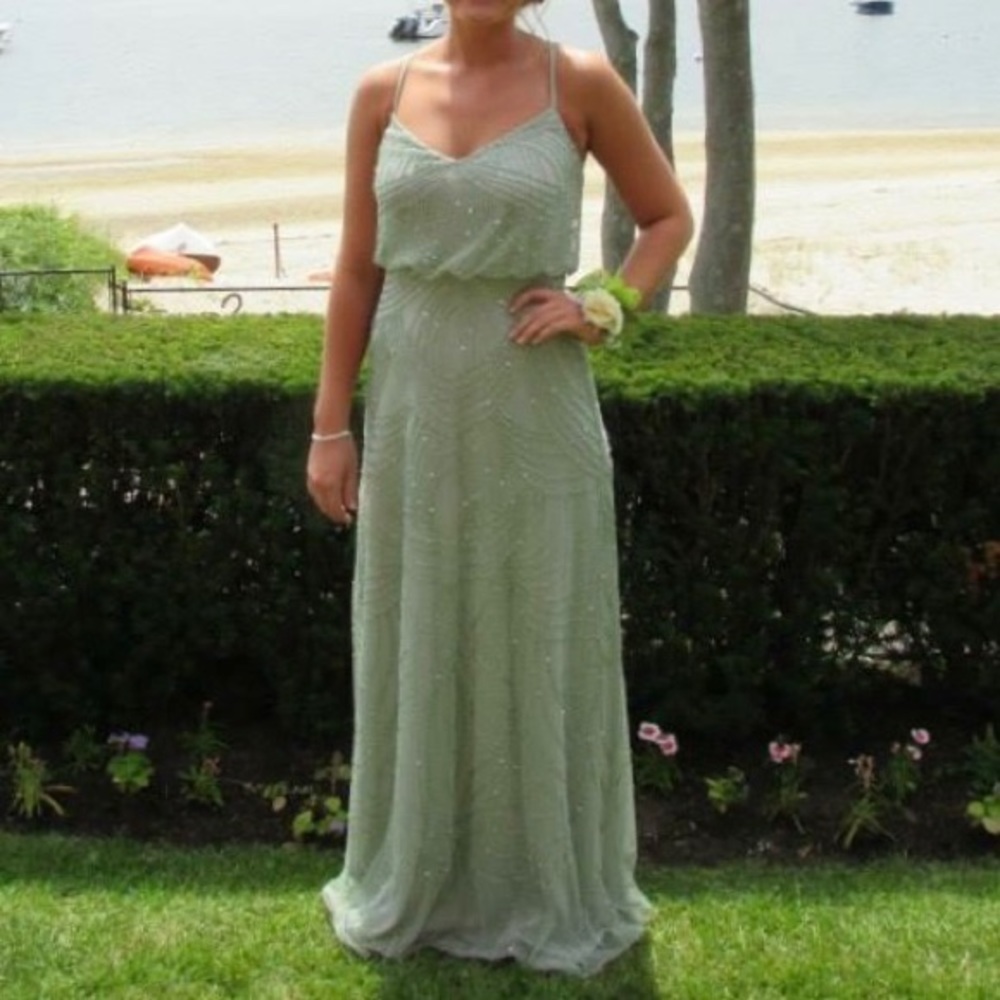 ADRIANNA PAPELL beaded floor length gown