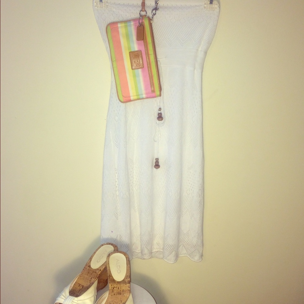 Guess strapless crotchet white dress