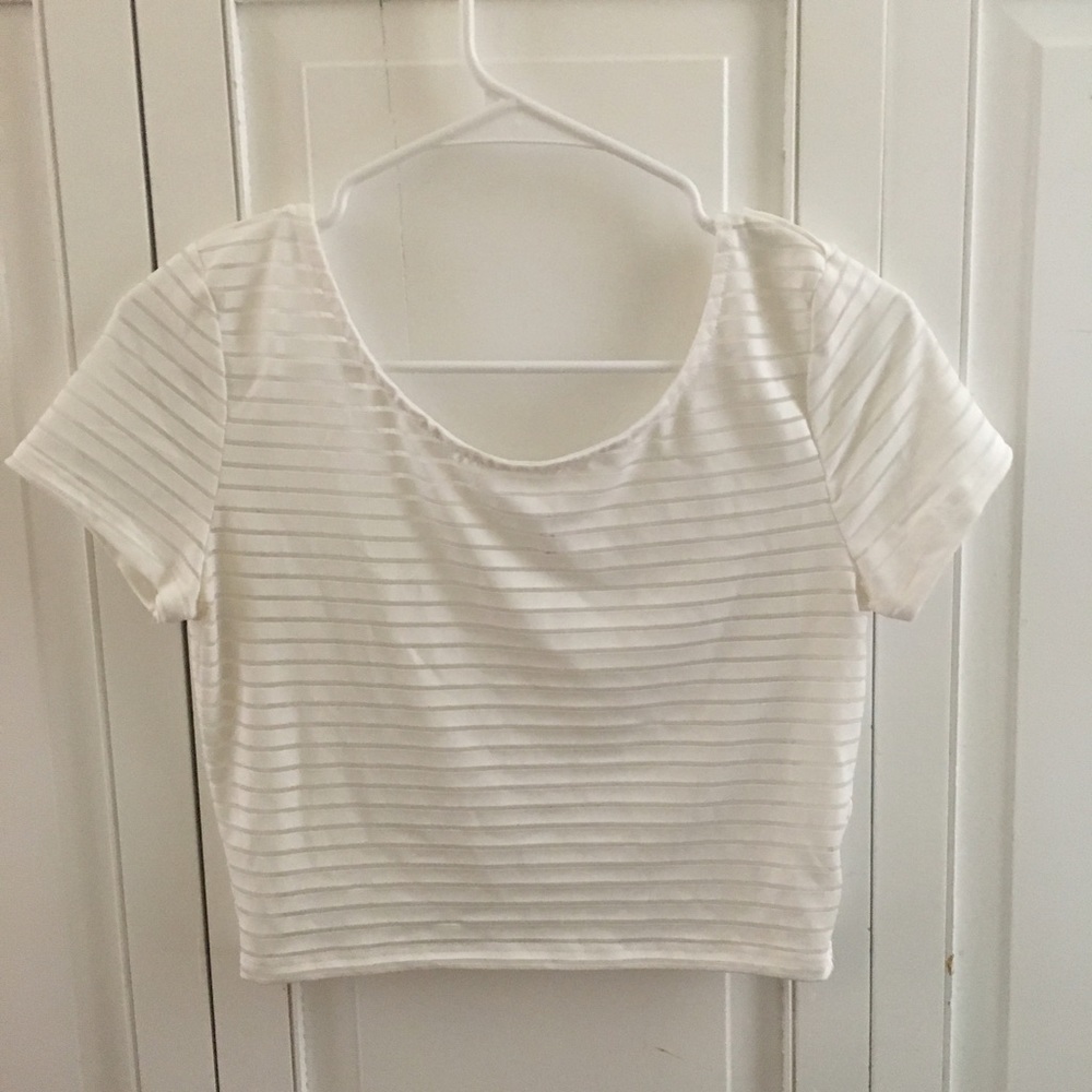White Striped Transparent Crop Top