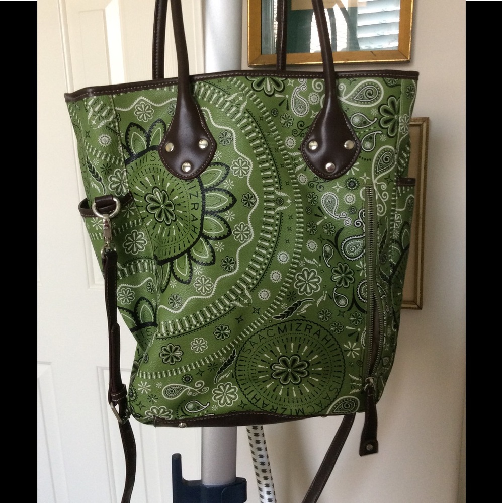 Isaac Mizrahi green paisley cross body bag