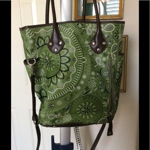 Isaac Mizrahi green paisley cross body bag
