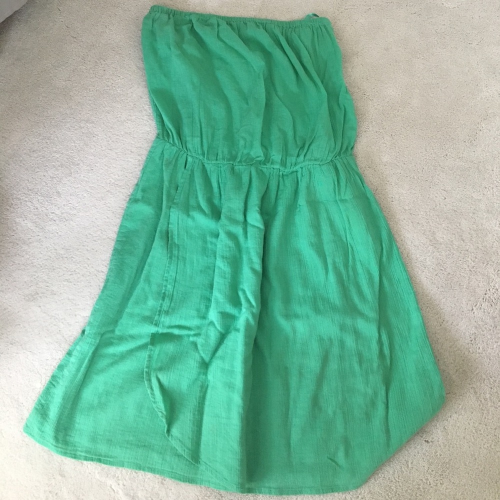 Green strapless sun dress