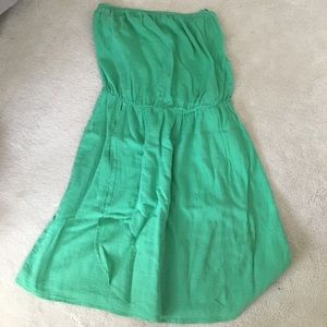 Green strapless sun dress