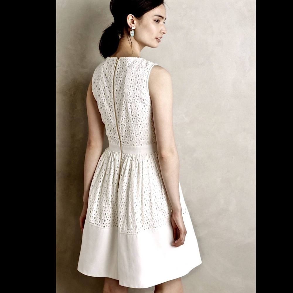 Anthropologie Eyelet Waist Bow Sleeveless Dress 8 - Picture 2 of 8