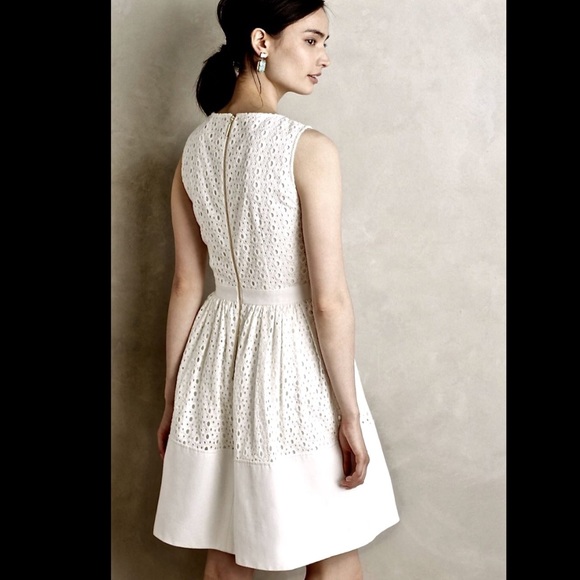 Anthropologie Eyelet Waist Bow Sleeveless Dress 8 - Picture 2 of 8