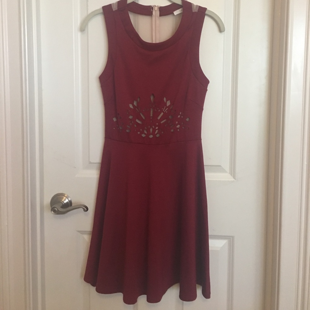 Maroon Laser Cut Dress