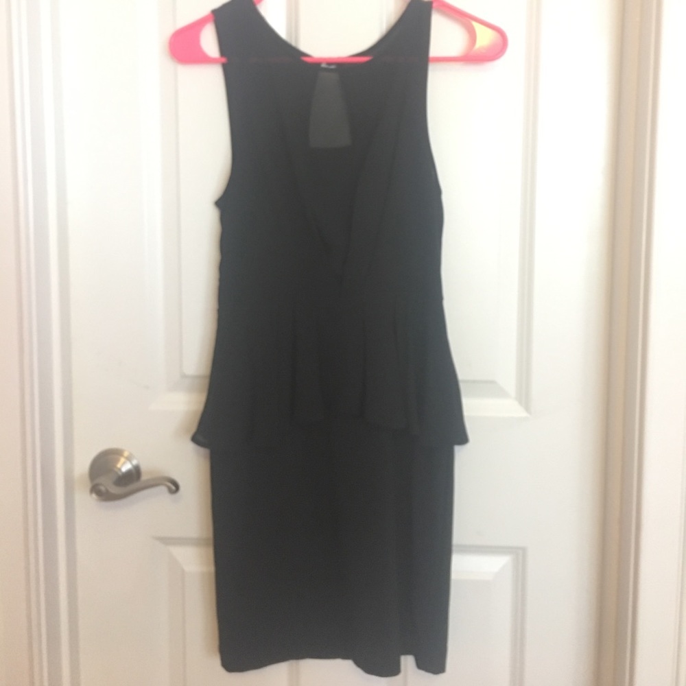 Black Chiffon Peplum Dress