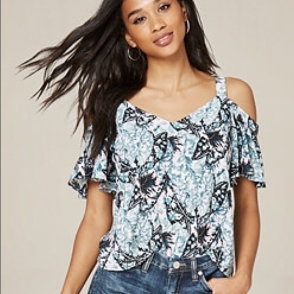 Bnwt Bebe colorful open shoulder top