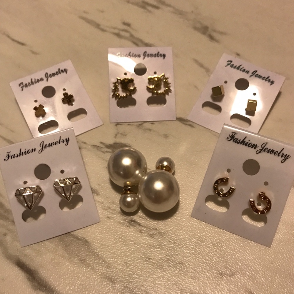 6 x pairs of earrings including gold plated studs