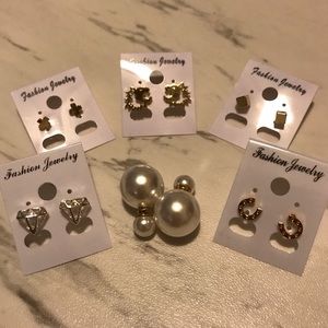 6 x pairs of earrings including gold plated studs