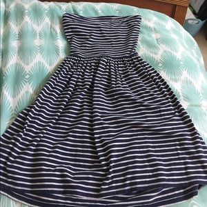Navy and white striped dress