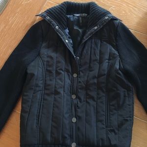 BCBG  jacket with sweater sleeves